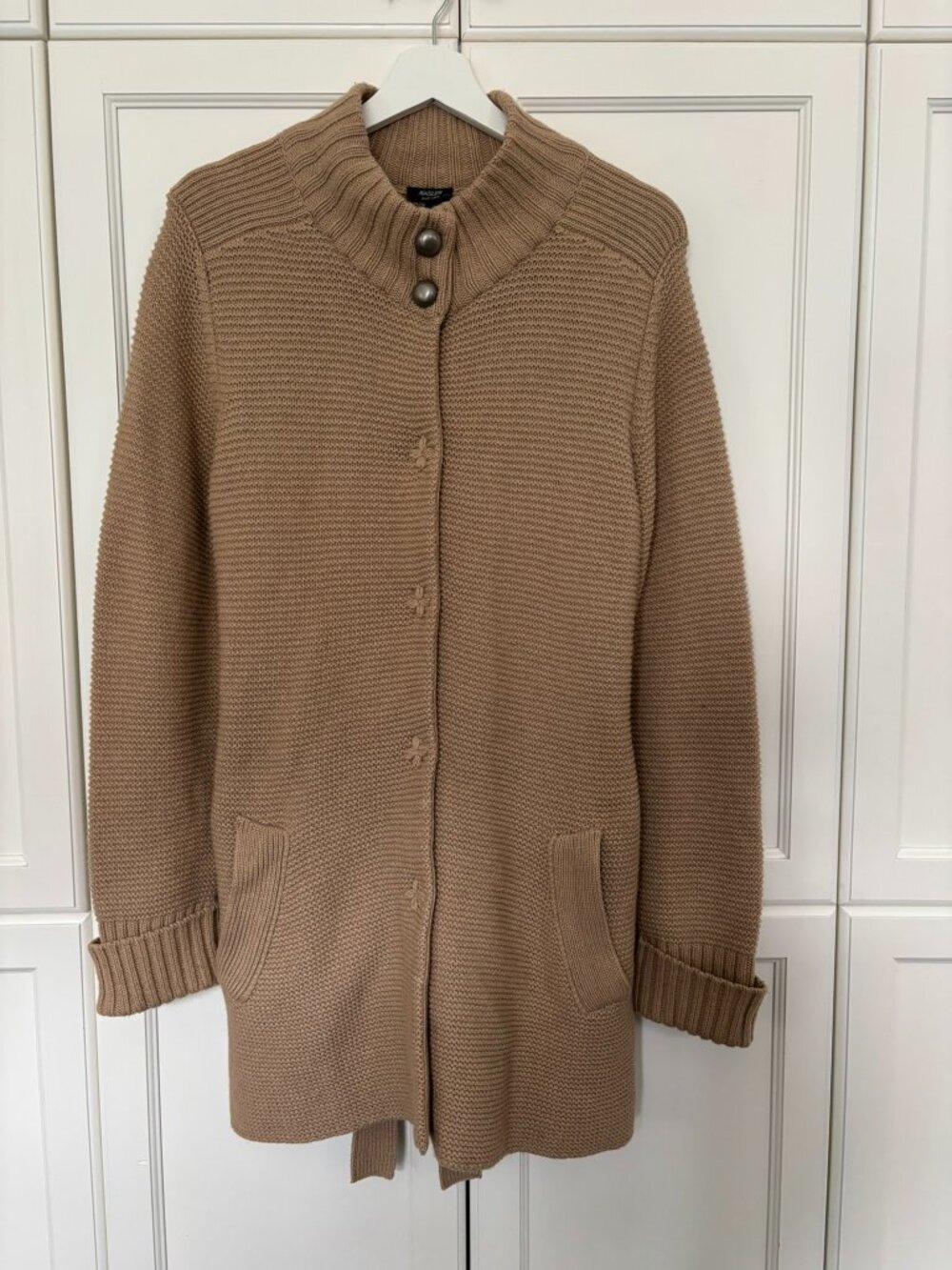 BASLER Black Label - Camel cardigan jacket with mock neck - Size L